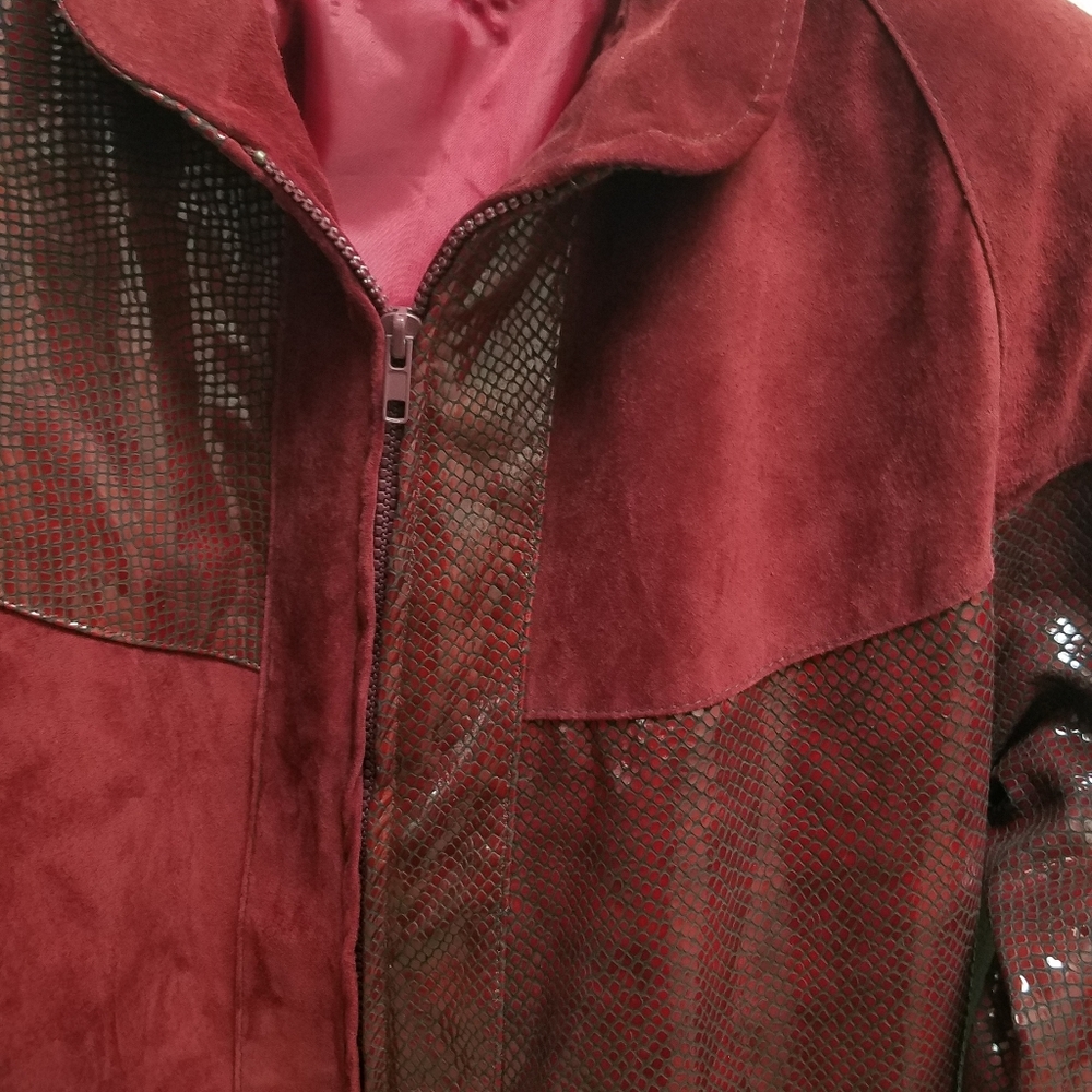 Vintage Sandro Suede & Leather Animal print Jacket